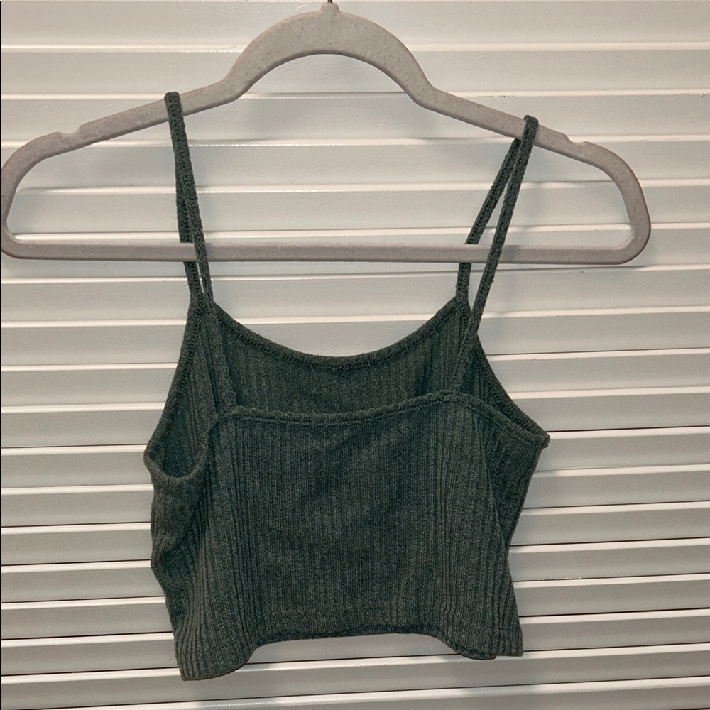 Green Ribbed Crop Top - Picture 2 of 2